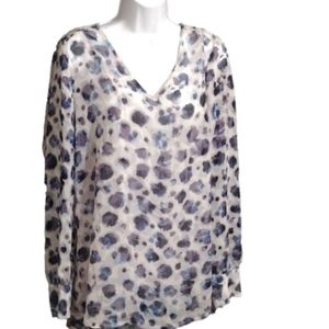 Liz Claiborne leopard print semi sheer v neck blouse
